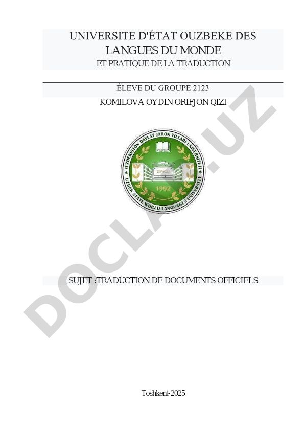 Traduction de documents officiels
