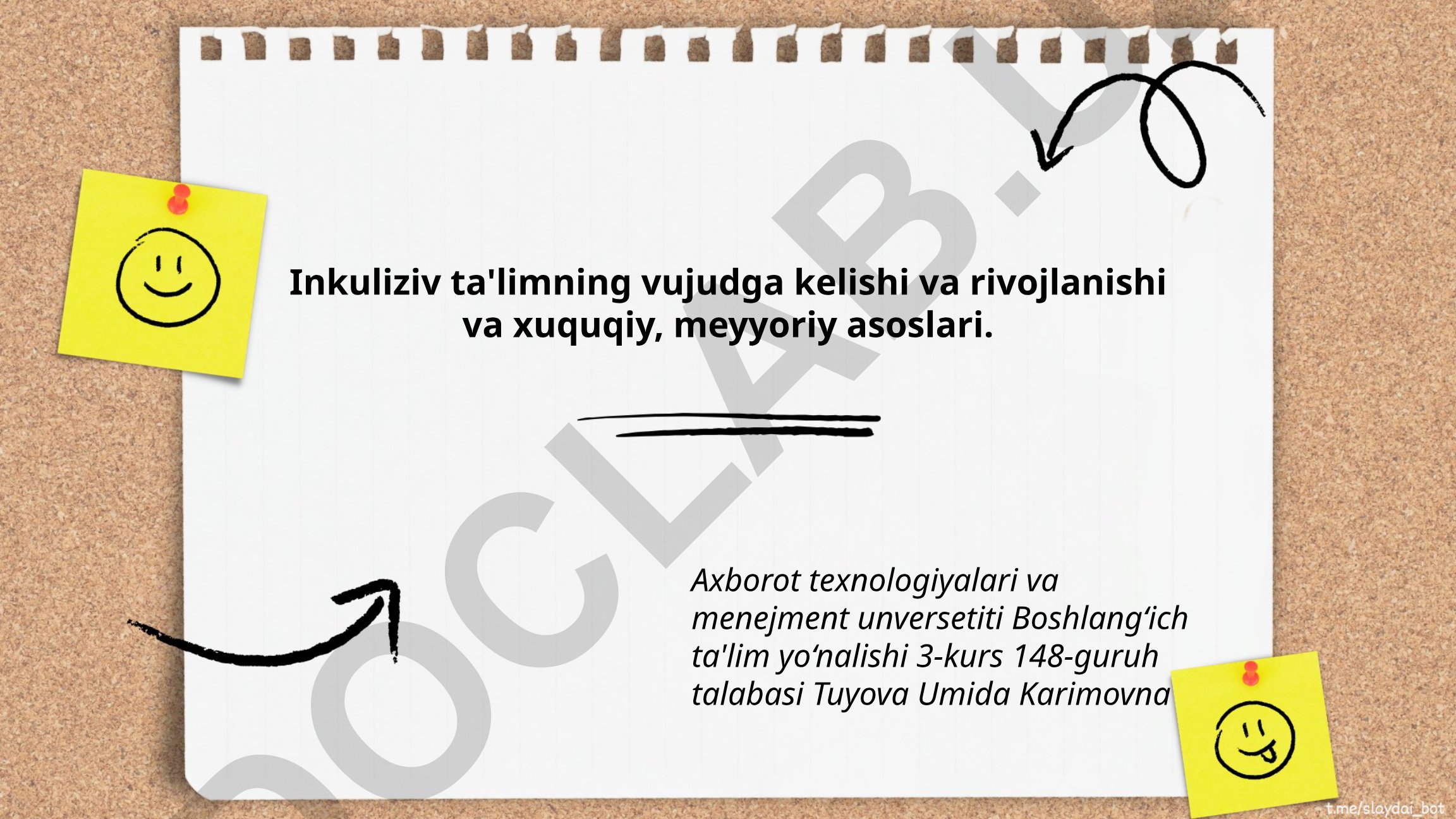 Inkuliziv ta'limning vujudga kelishi, rivojlanishi va huquqiy asoslari