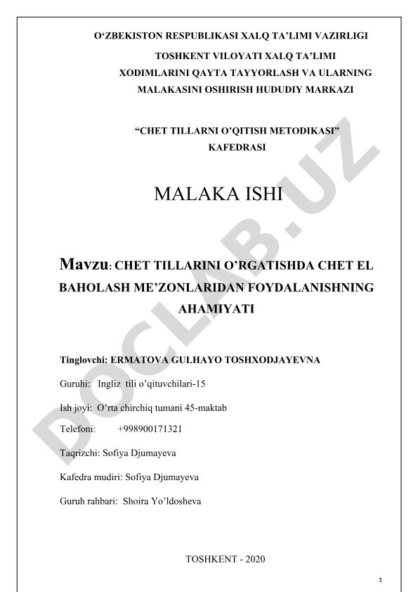 Chet tillarini o'rgatishda chet el baholash me'zonlaridan foydalanishning ahamiyati