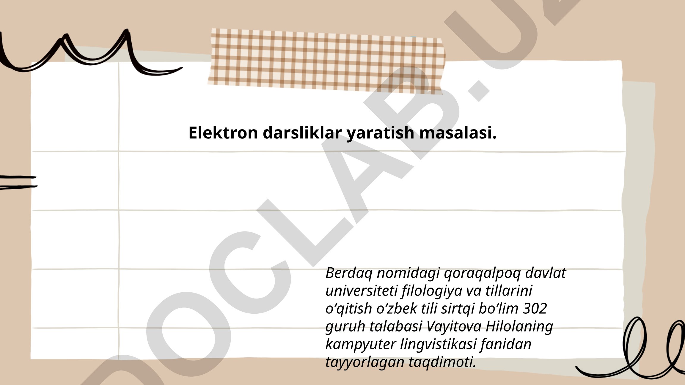 Elektron darsliklar yaratish masalasi