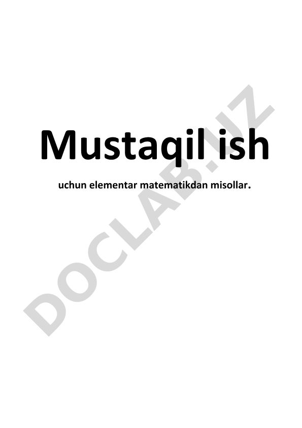 Elementar matematikadan sonlar va EKUB, EKUK masalalari