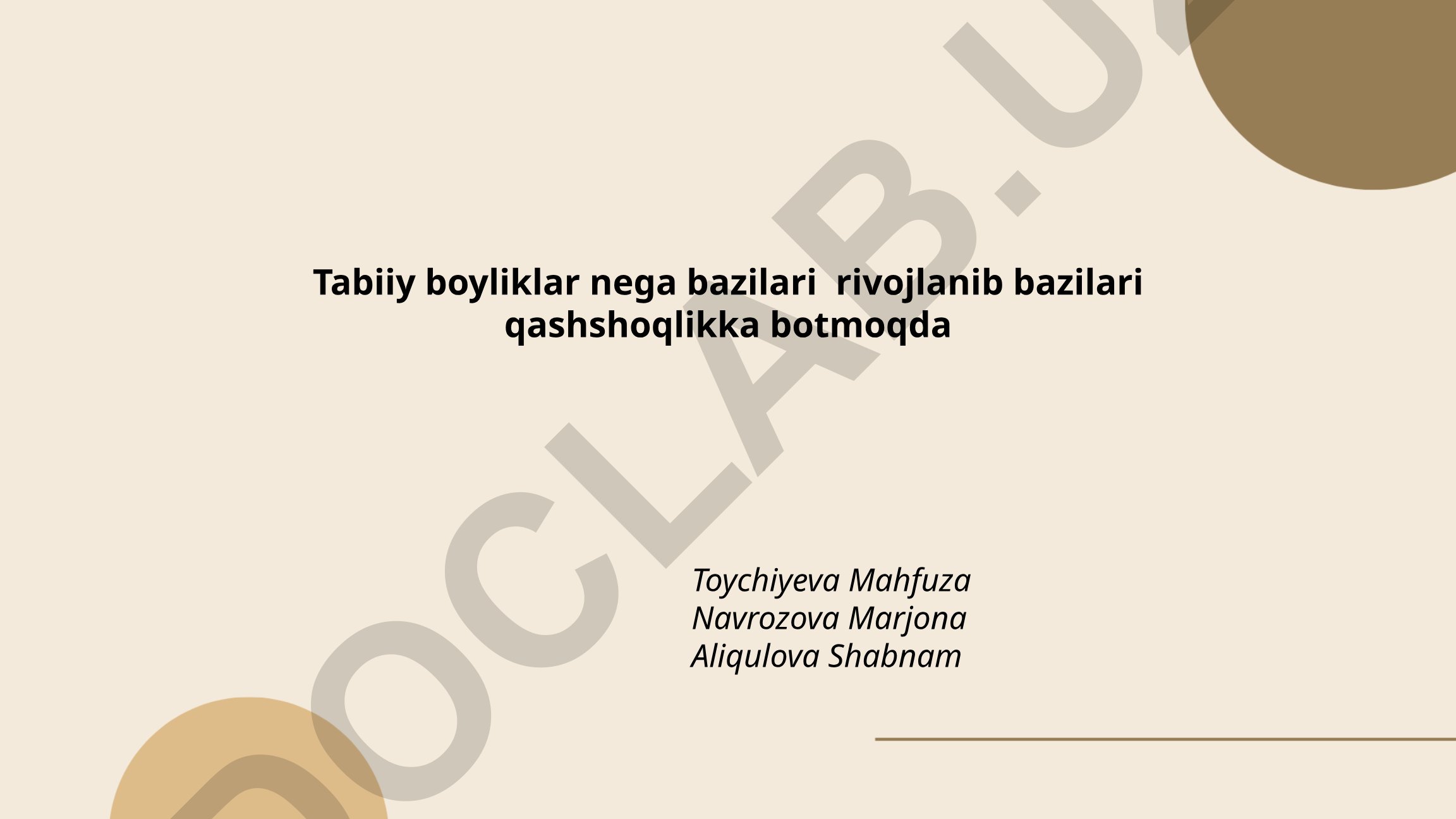 Tabiiy boyliklar resurs la'nati va iqtisodiy oqibatlari