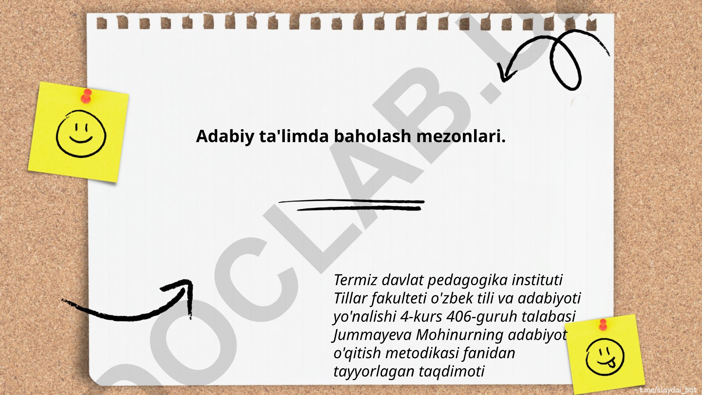 Adabiy ta'limda baholash mezonlari