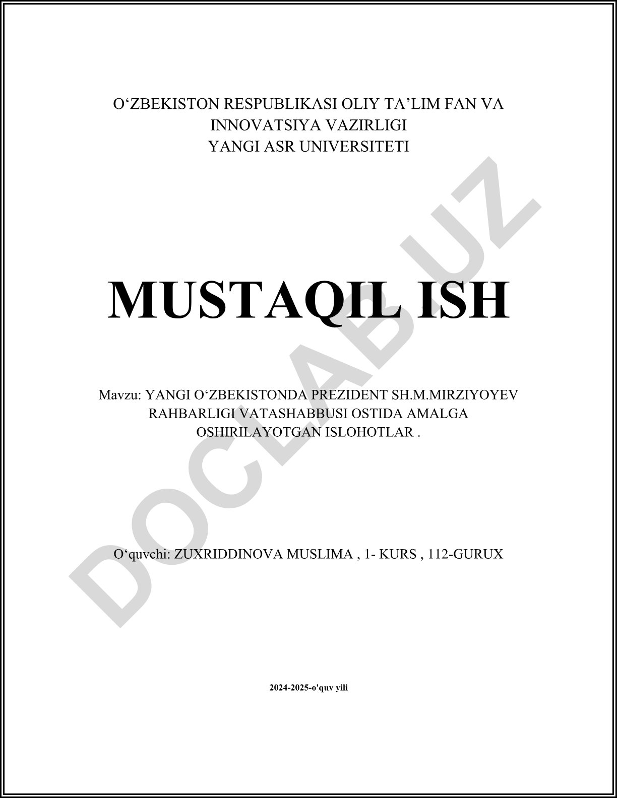 Yangi O‘zbekistonda Prezident Sh.M.Mirziyoyev rahbarligida amalga oshirilayotgan islohotlar