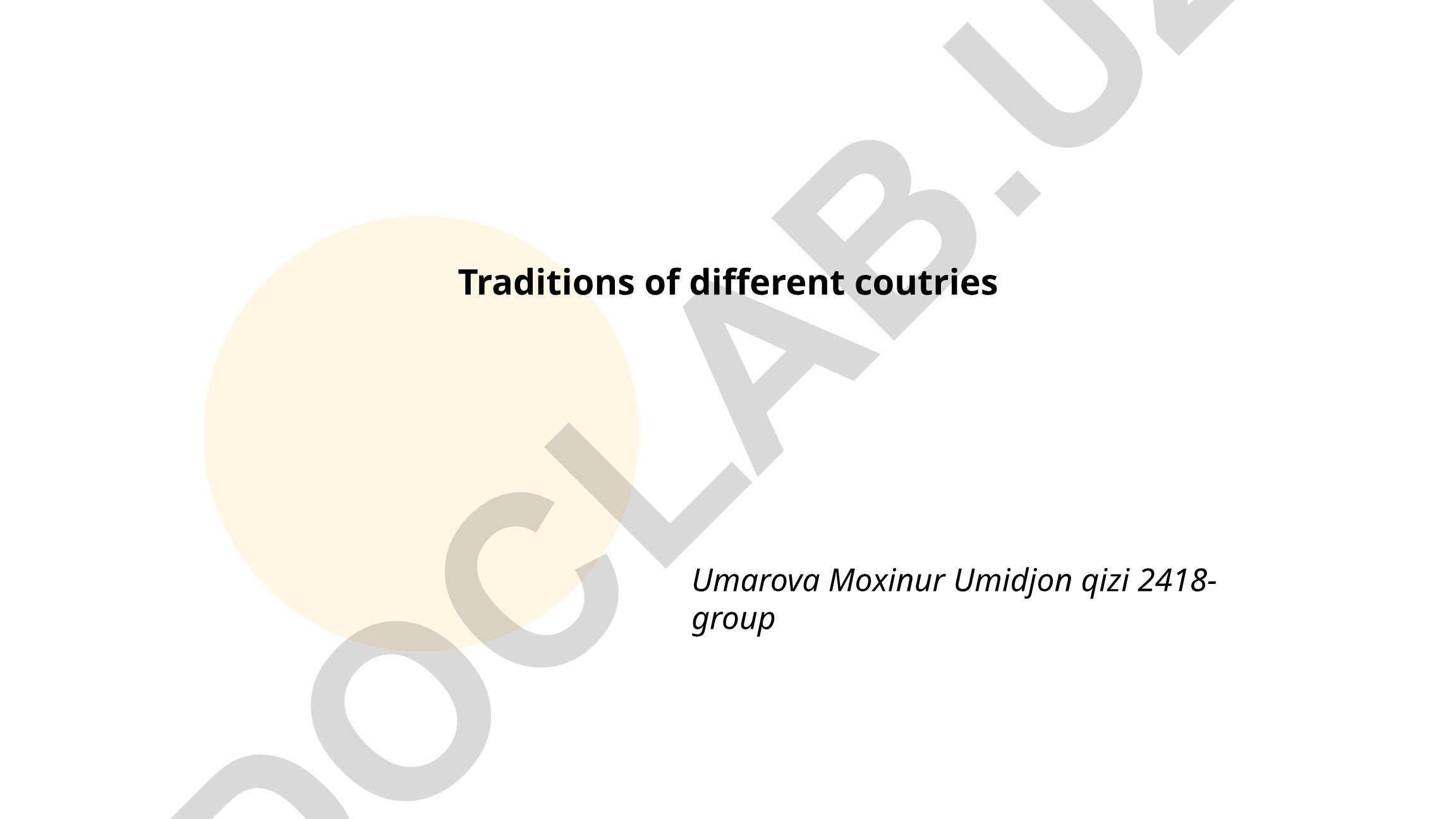 Traditions of different countries
