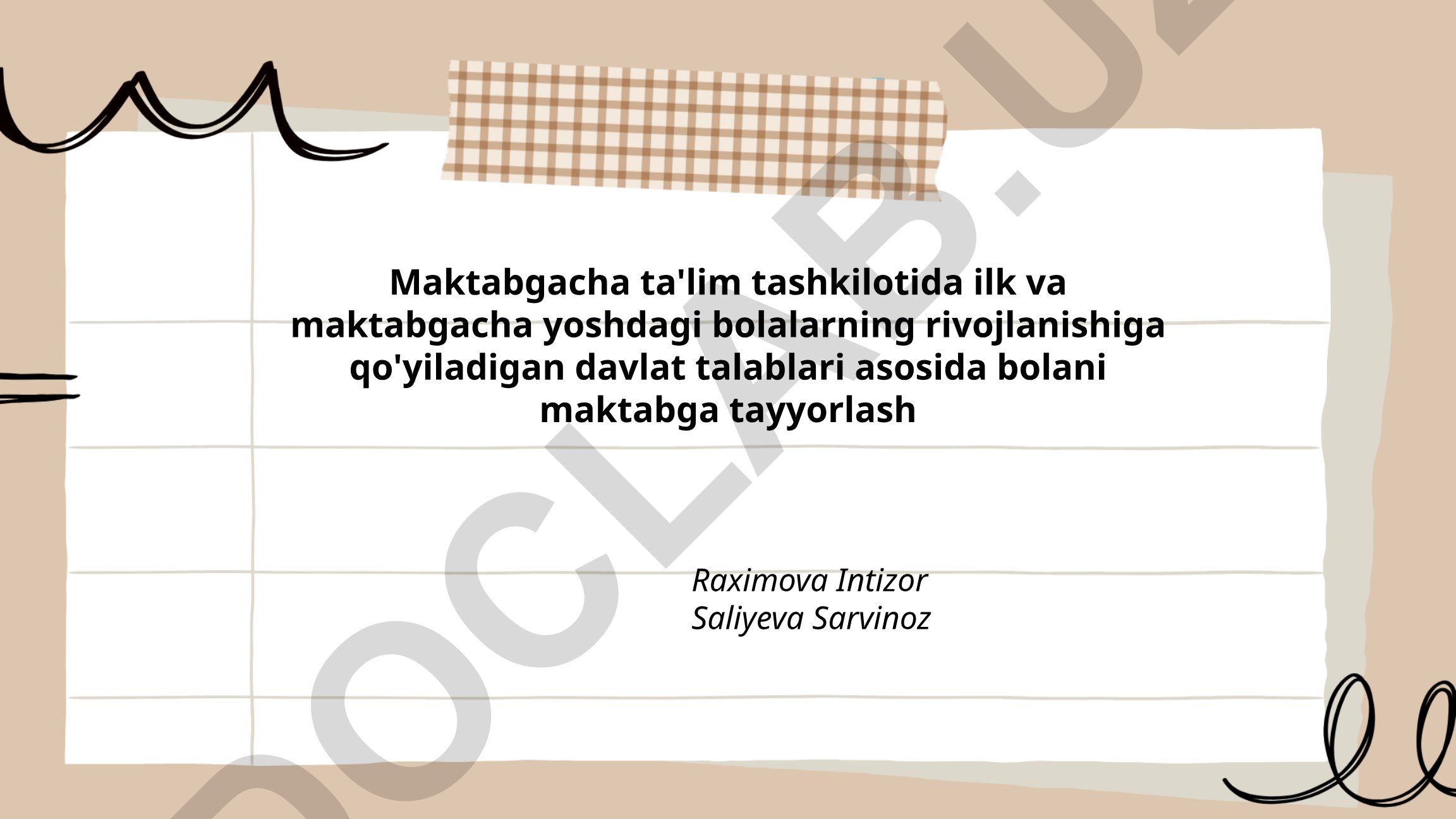 Davlat talablari asosida maktabgacha yoshdagi bolalarni maktabga tayyorlash
