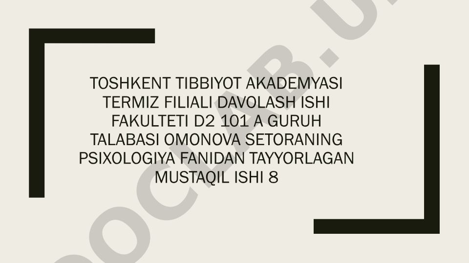 Psixoanaliz talimoti va uning tibbiyotdagi o‘rni