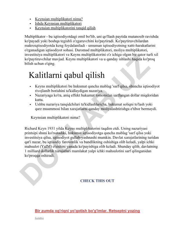 Keynsian multiplikatori: nazariya, ishlash prinsipi va tanqidlar