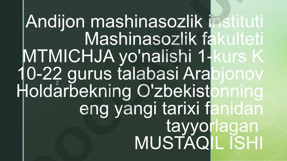 O'zbekistonning eng yangi tarixi