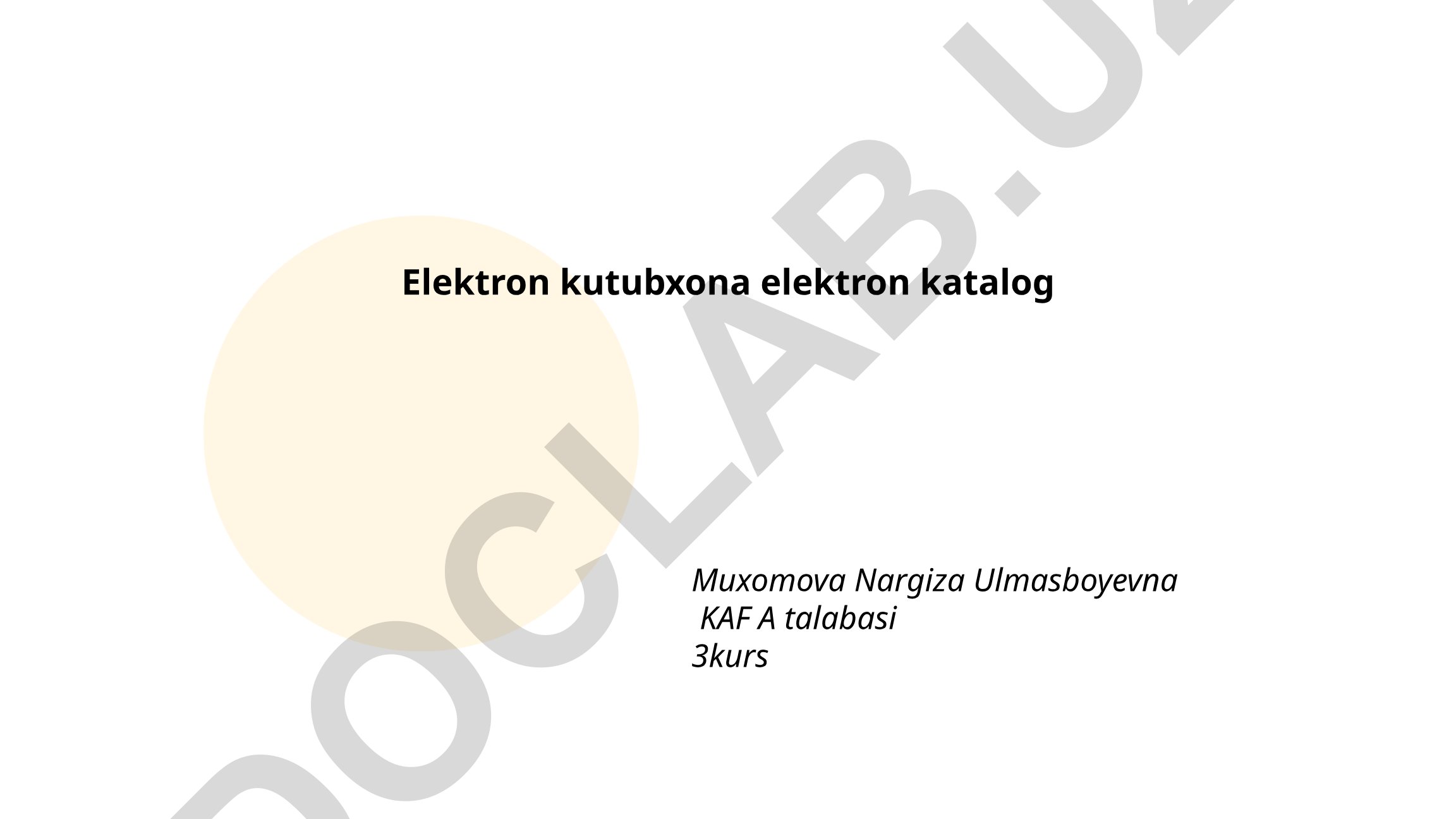 Elektron kutubxona elektron katalog