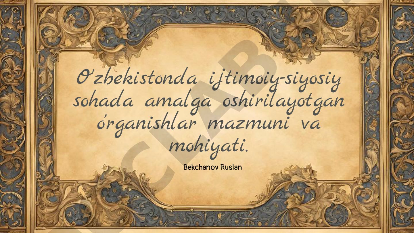 O'zbekistonda ijtimoiy-siyosiy islohotlar