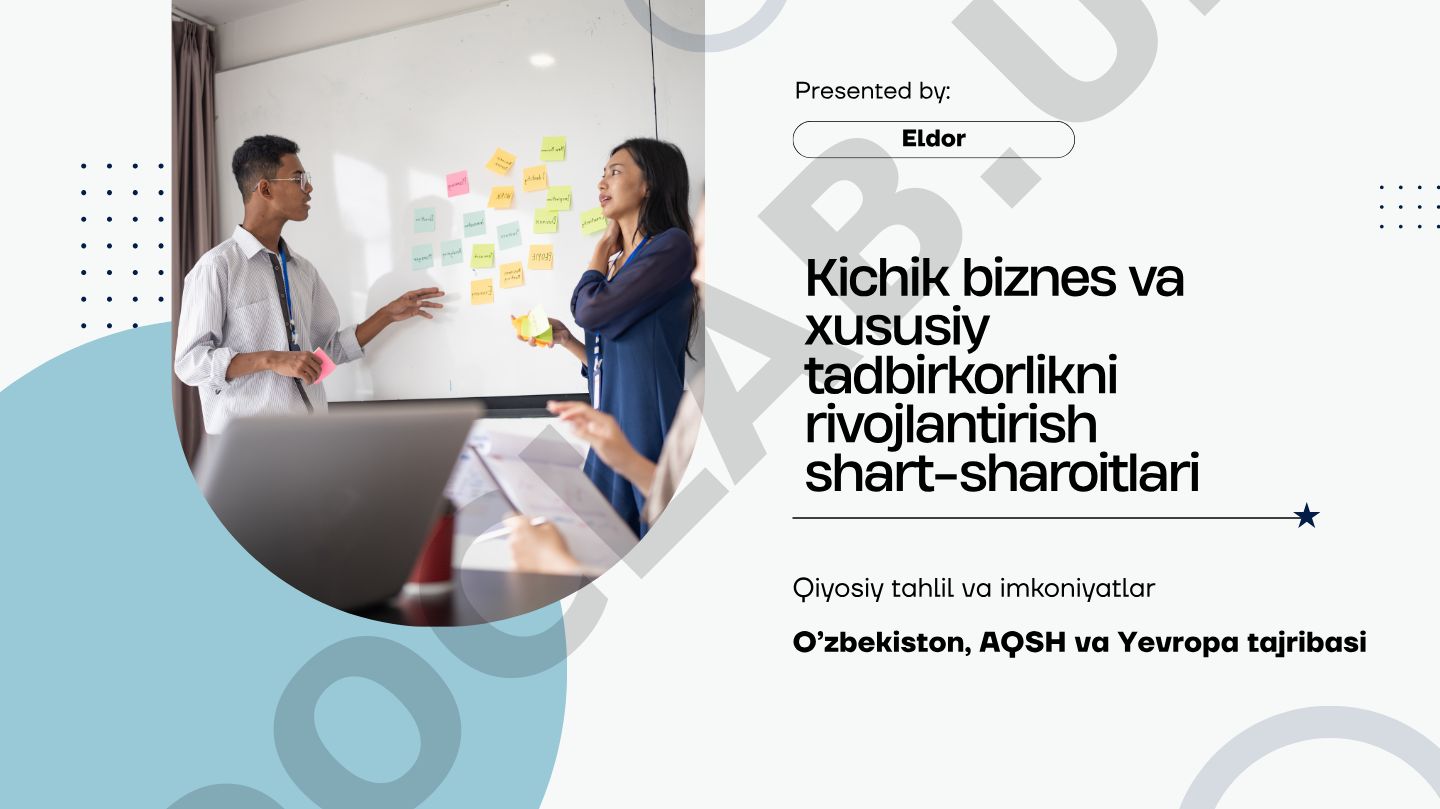 Kichik biznes va xususiy tadbirkorlikni rivojlantirish shart-sharoitlari