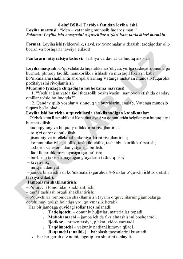 Men – vatanning munosib fuqarosiman!