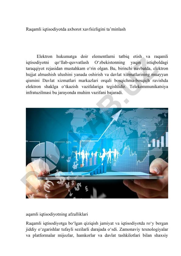 Raqamli iqtisodiyotda axborot xavfsizligini ta'minlash
