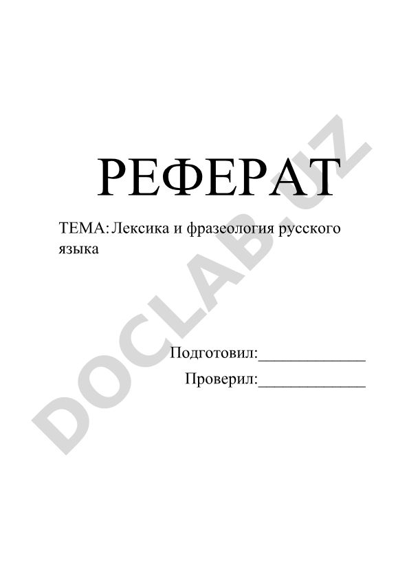 Лексика и фразеология русского языка