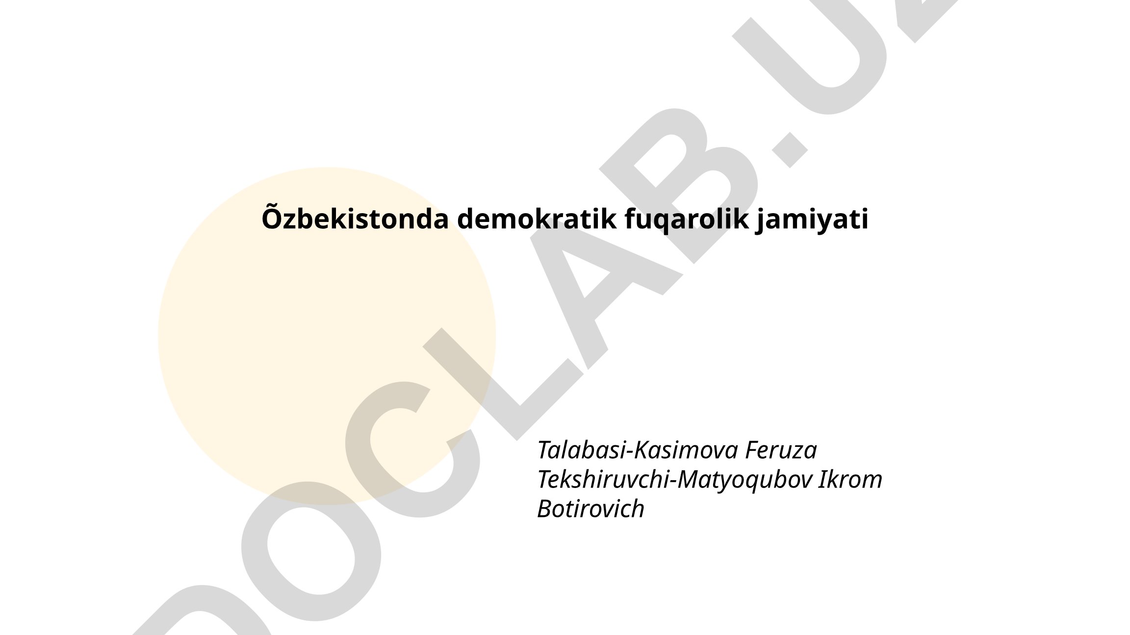 O'zbekistonda demokratik fuqarolik jamiyati