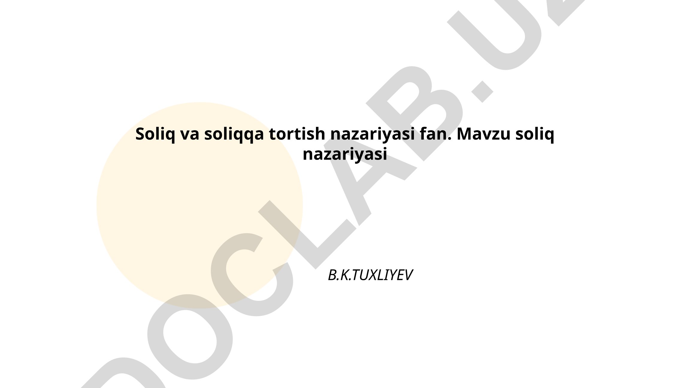 Soliq nazariyasi