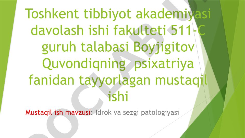 Idrok va sezgi patologiyasi