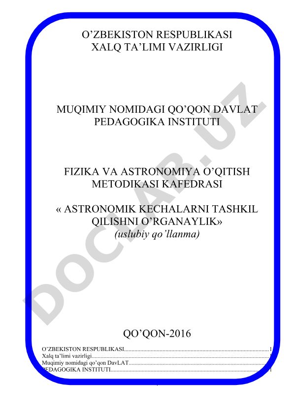 Astronomik kechalarni tashkil qilishni o'rganaylik