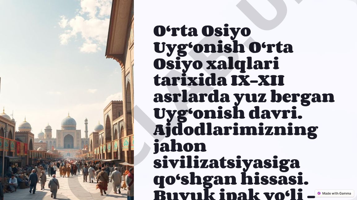 O‘rta Osiyo Uyg‘onish davri: ilm-fan, madaniyat va me'morchilik