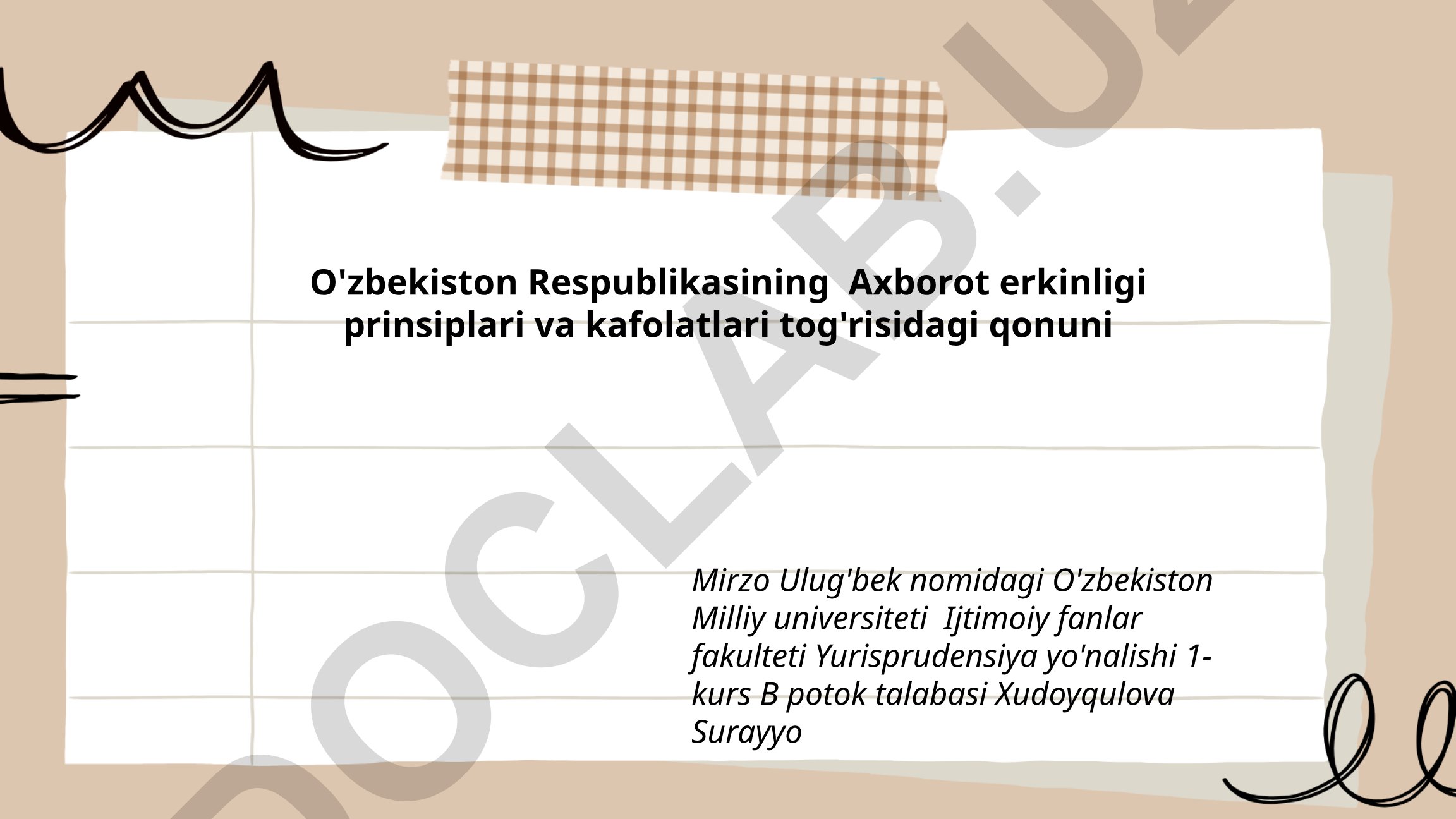 O'zbekistonda axborot erkinligi prinsiplari va kafolatlari