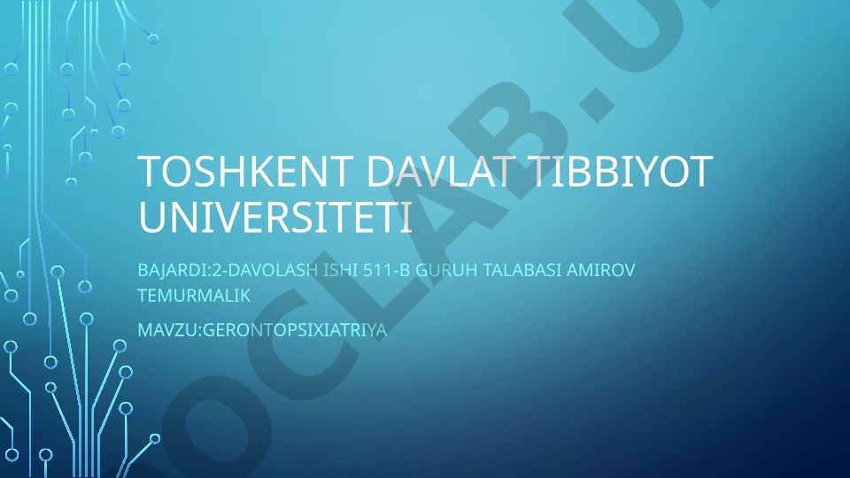 Gerontopsixiatriya: qarilik davridagi ruhiy kasalliklar