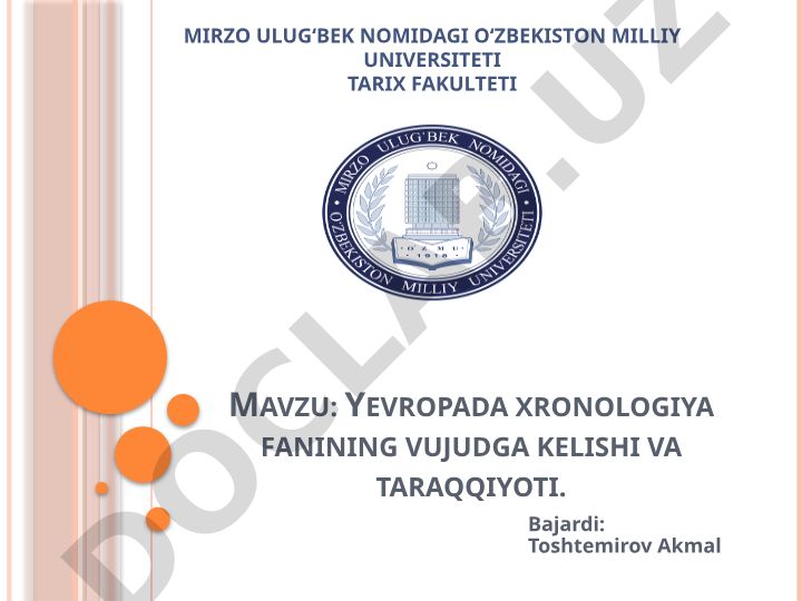 Yevropada xronologiya fanining vujudga kelishi va taraqqiyoti