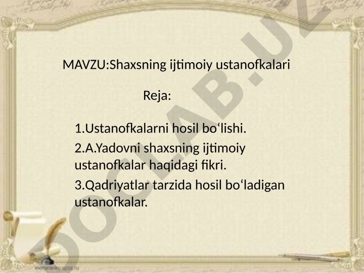 Shaxsning ijtimoiy ustanofkalari