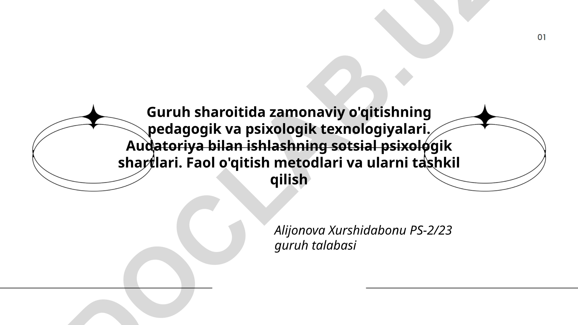 Guruh sharoitida zamonaviy o'qitishning pedagogik va psixologik texnologiyalari