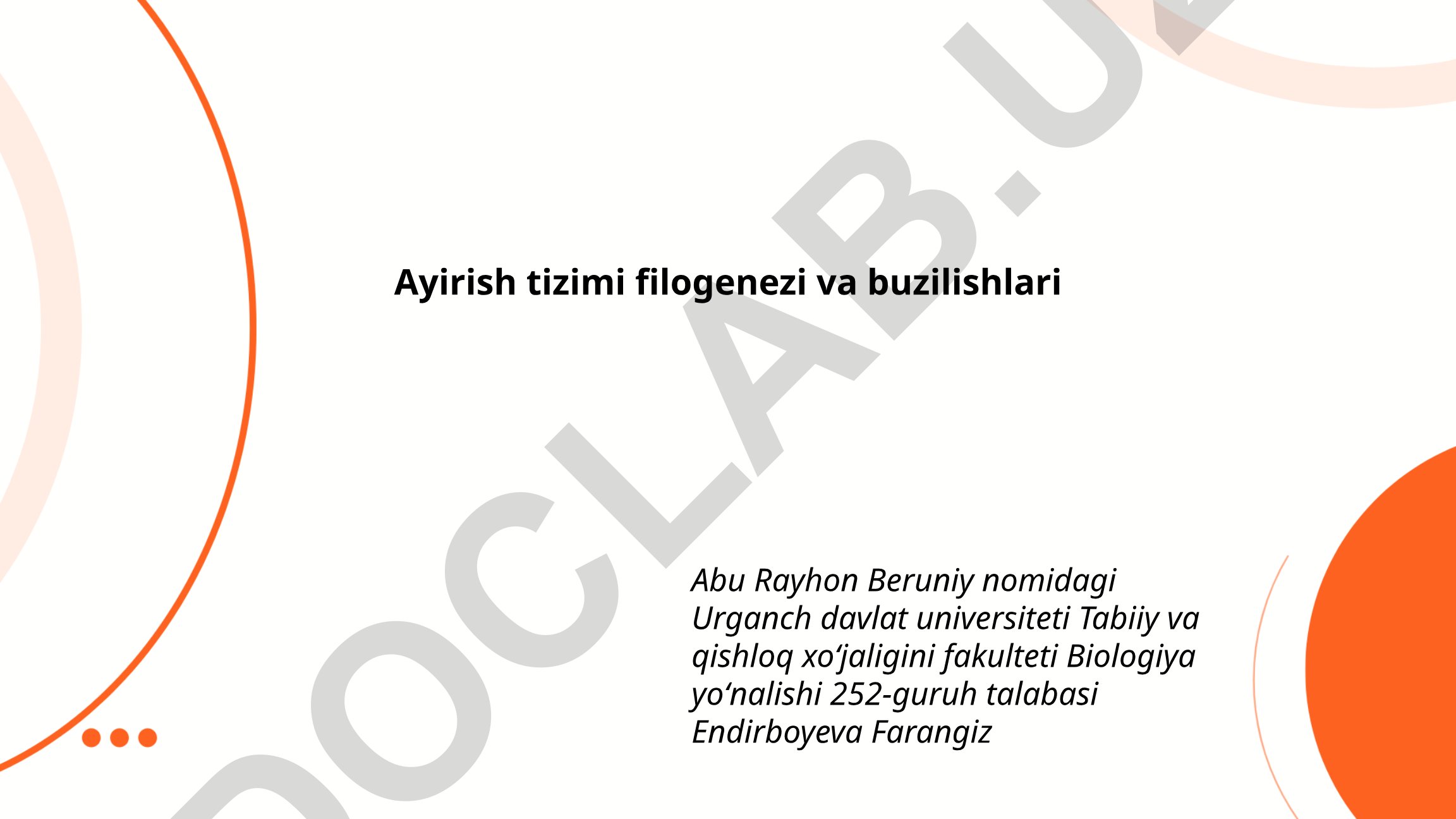 Ayirish tizimi filogenezi va buzilishlari