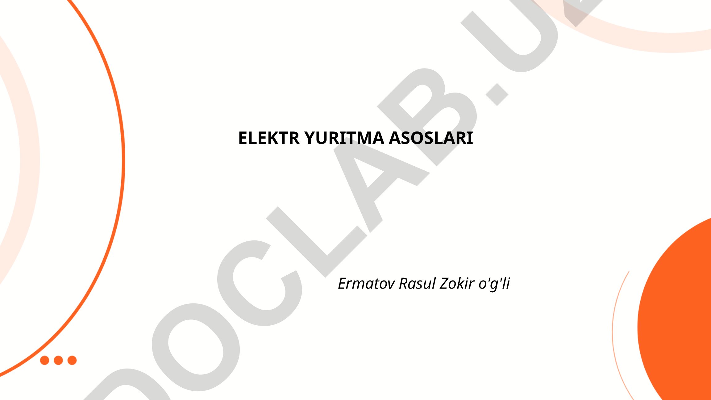 Elektr yuritma turlari va tizimlari