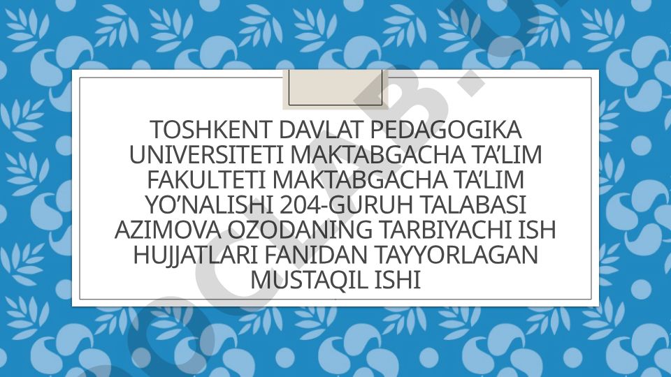 Ilk qadam o'quv dasturi