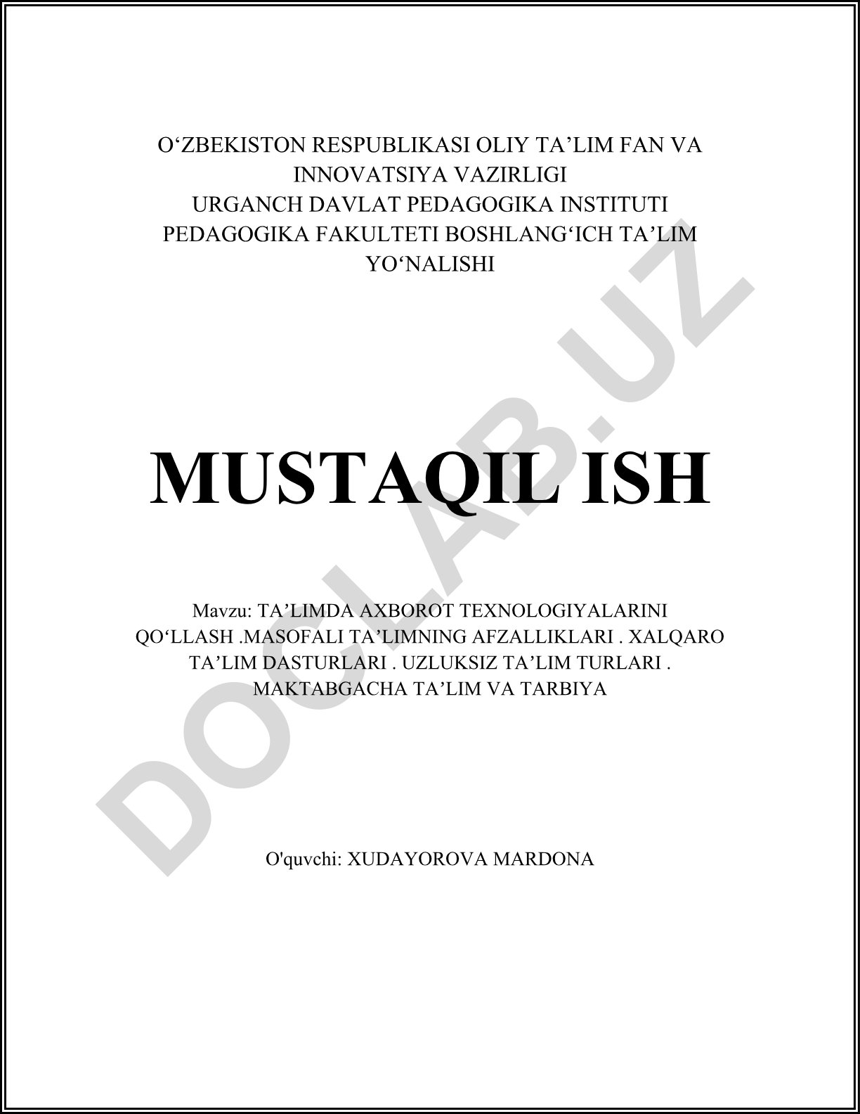Ta'limda axborot texnologiyalarini qo'llash