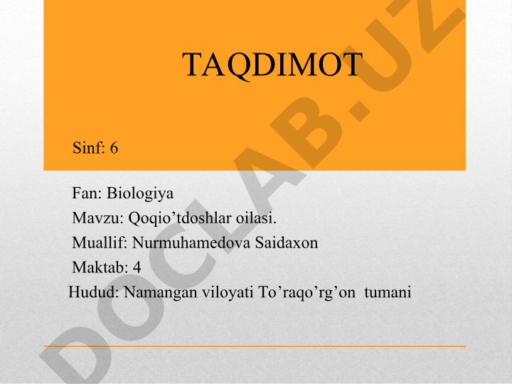 Qoqio’tdoshlar oilasi