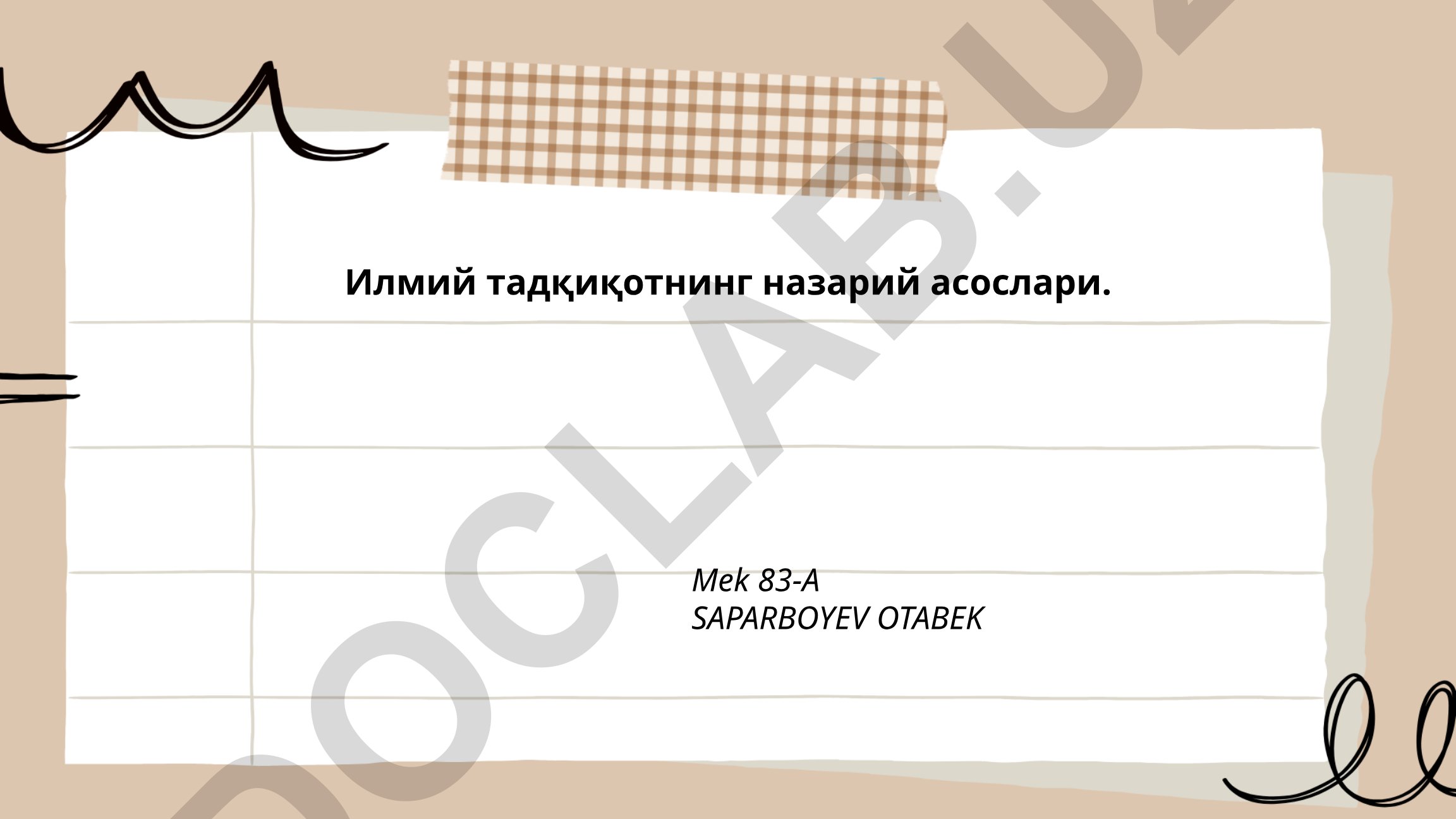 Илмий тадқиқотнинг назарий асослари