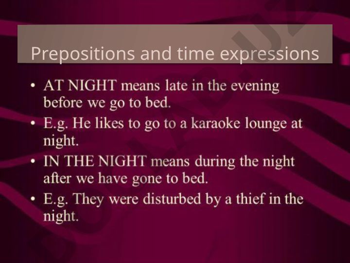 Prepositions and time expressions