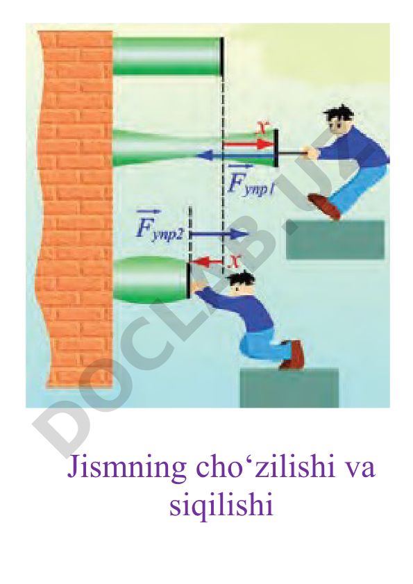 Jismning cho'zilishi va siqilishi, tortishish va ishqalanish kuchlari