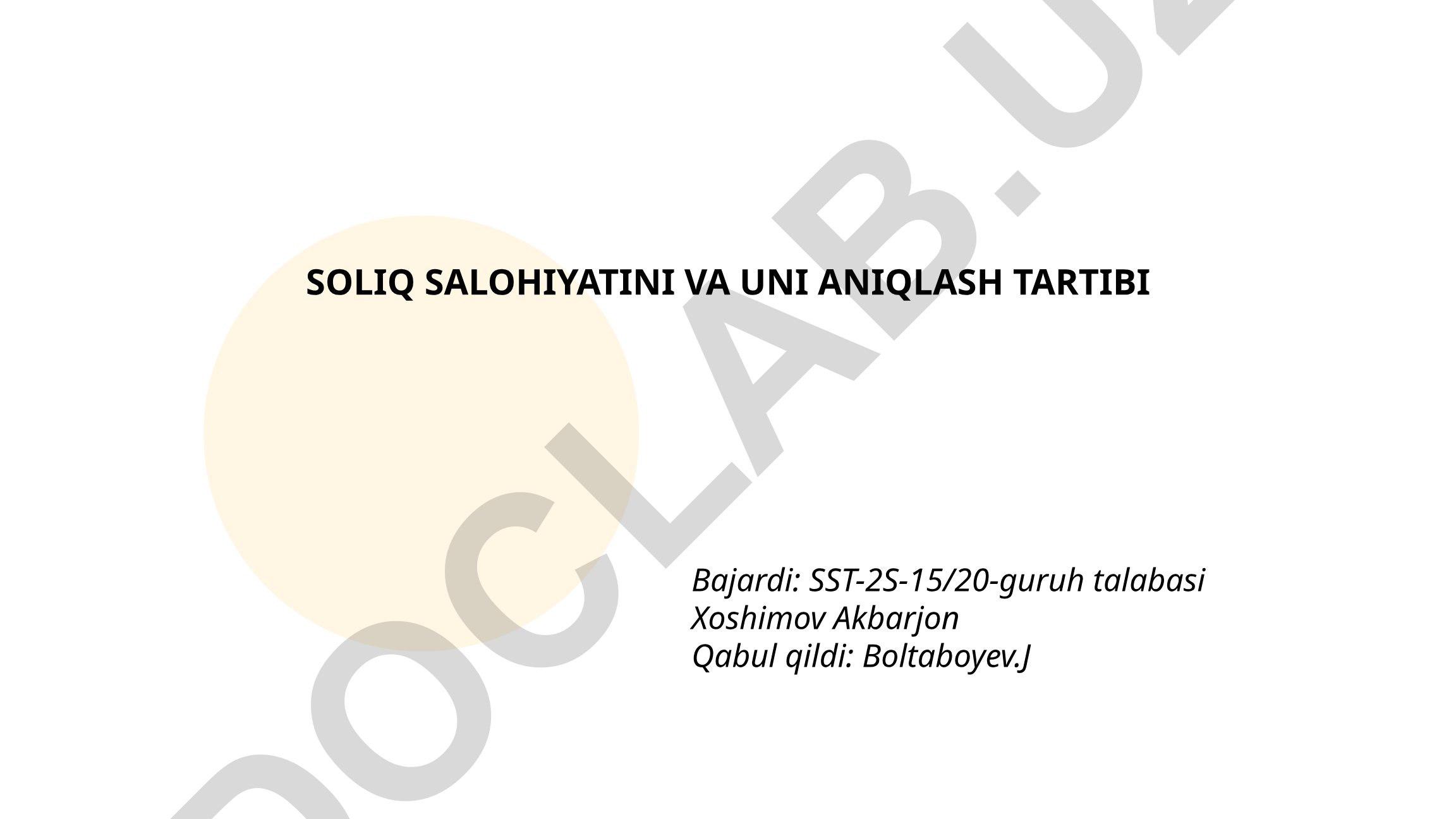 Soliq tushunchasi va uning mohiyati