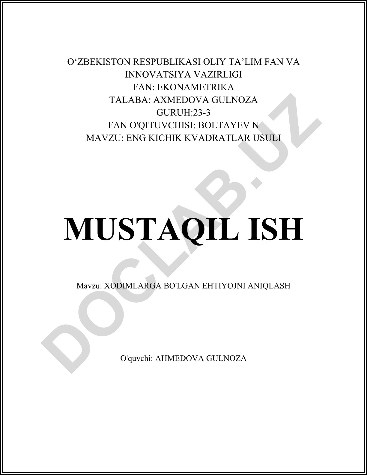 Xodimlarga bo'lgan ehtiyojni aniqlash
