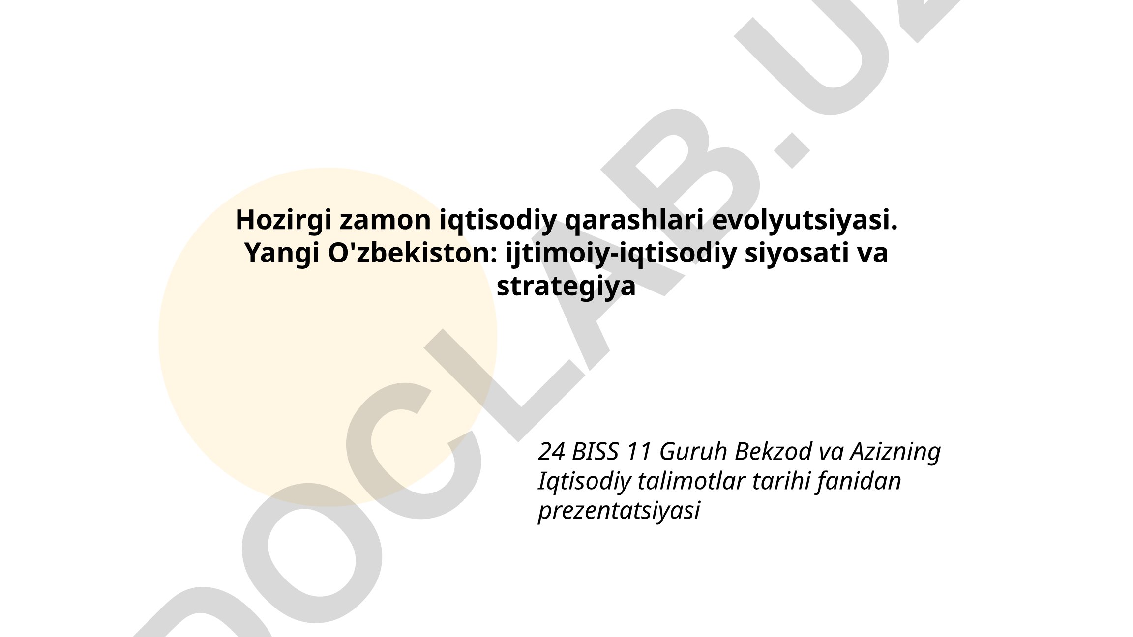 Hozirgi zamon iqtisodiy qarashlari evolyutsiyasi va Yangi O'zbekiston strategiyasi