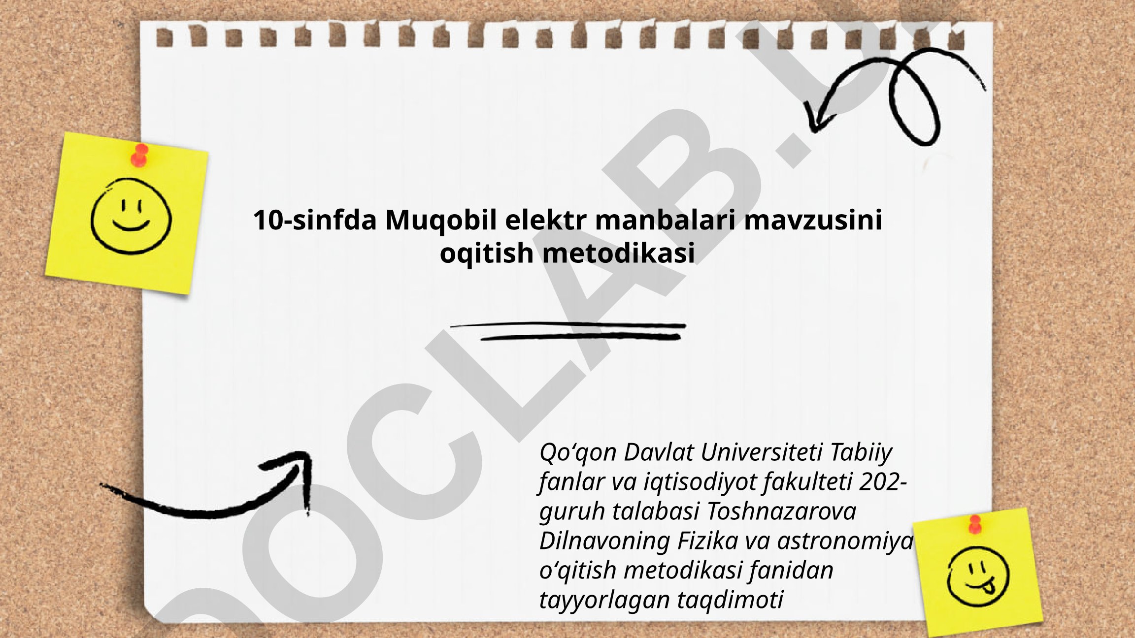 10-sinfda Muqobil elektr manbalari mavzusini o'qitish metodikasi