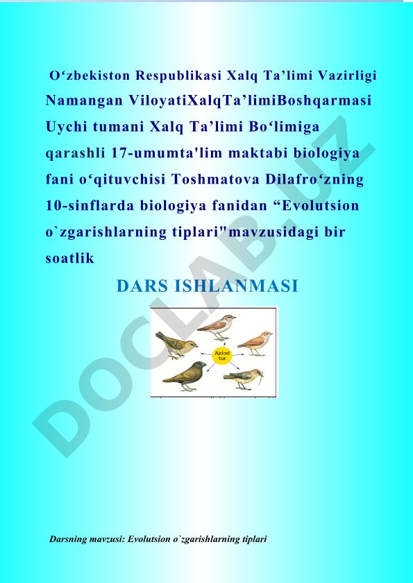 Evolutsion o'zgarishlarning tiplari