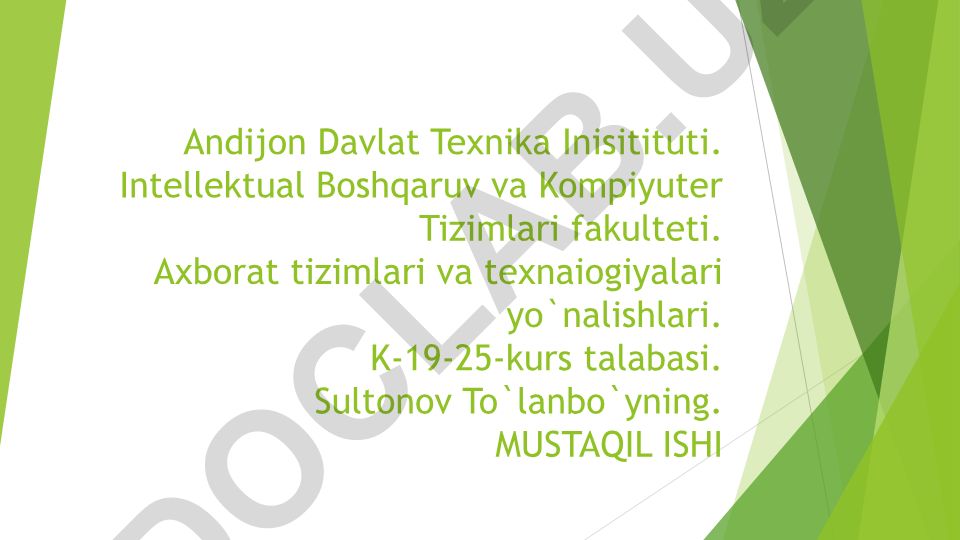 Strukturaga asoslangan ma'lumotlar bilan ishlash