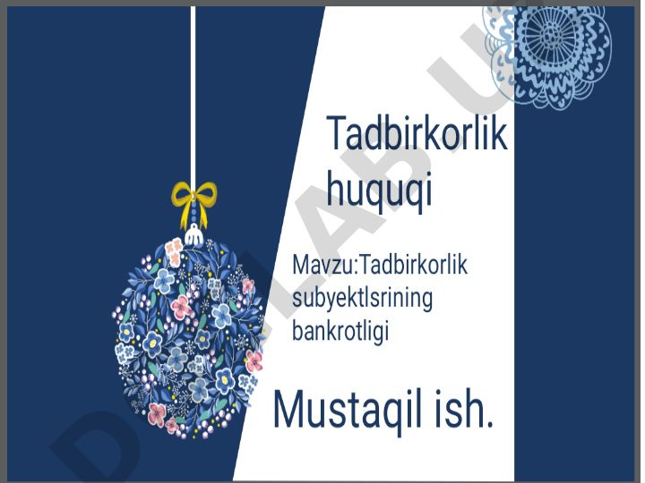 Bankrotlik tushunchasi va tadbirkorlik subyektlaridagi holatlari