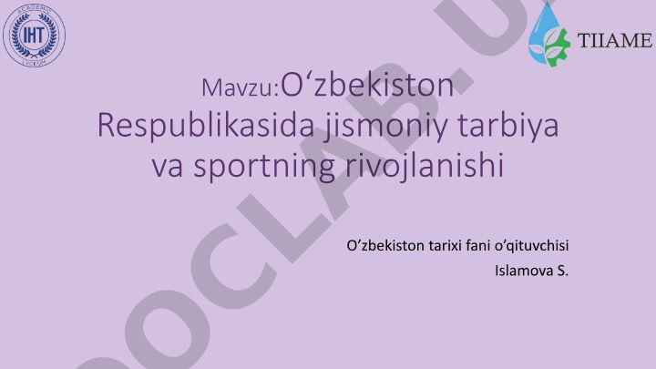 O‘zbekiston Respublikasida jismoniy tarbiya va sportning rivojlanishi