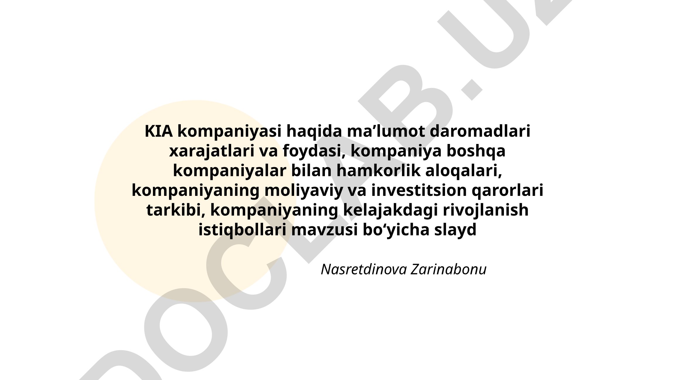 KIA kompaniyasining moliyaviy ko'rsatkichlari va rivojlanish istiqbollari