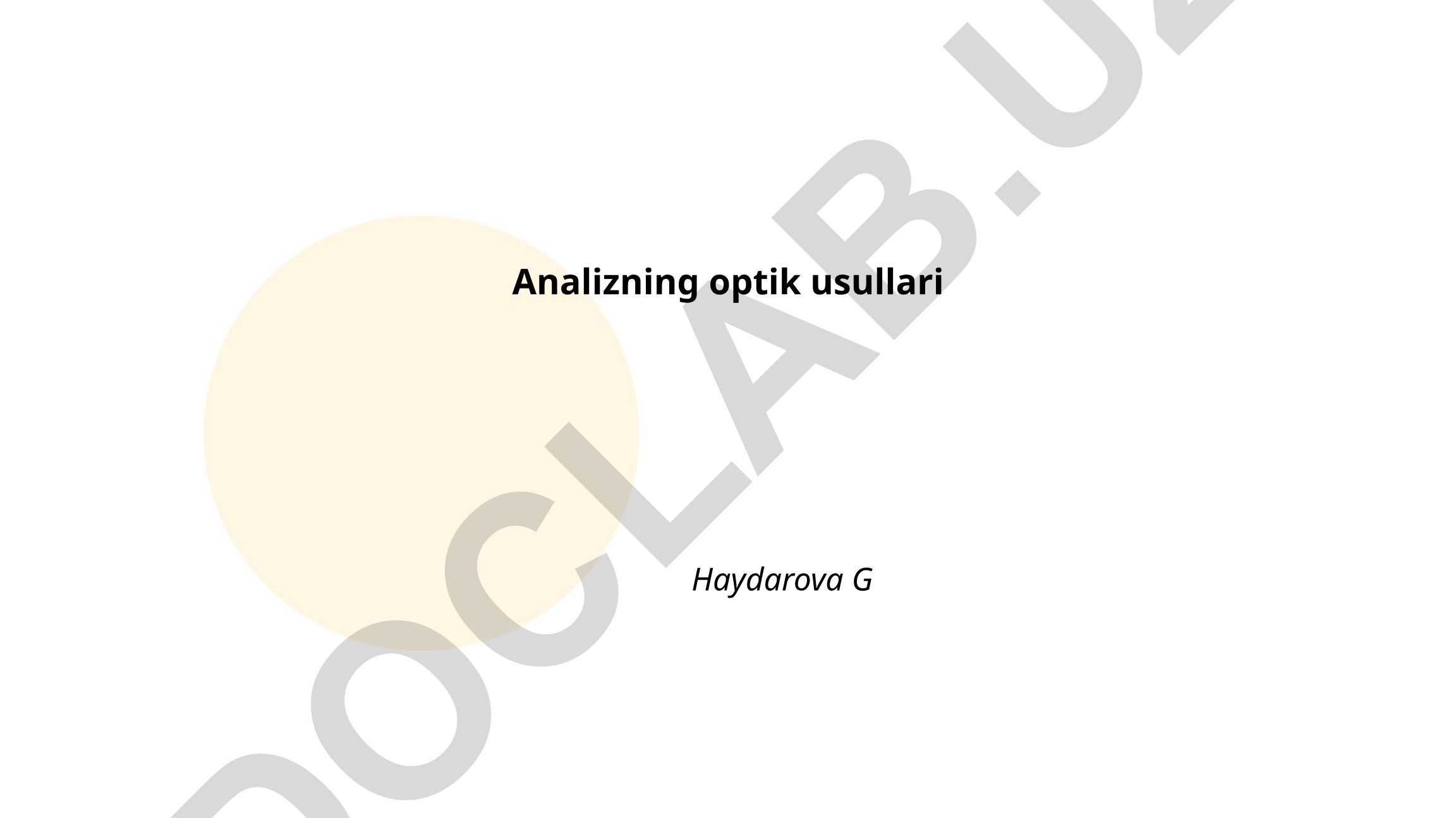 Analizning optik usullari