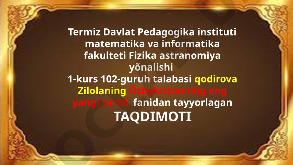 O'zbek davlatchiligining tarixiy bosqichlari (O'zbekiston hududidagi davlatlar tarixi misolida)