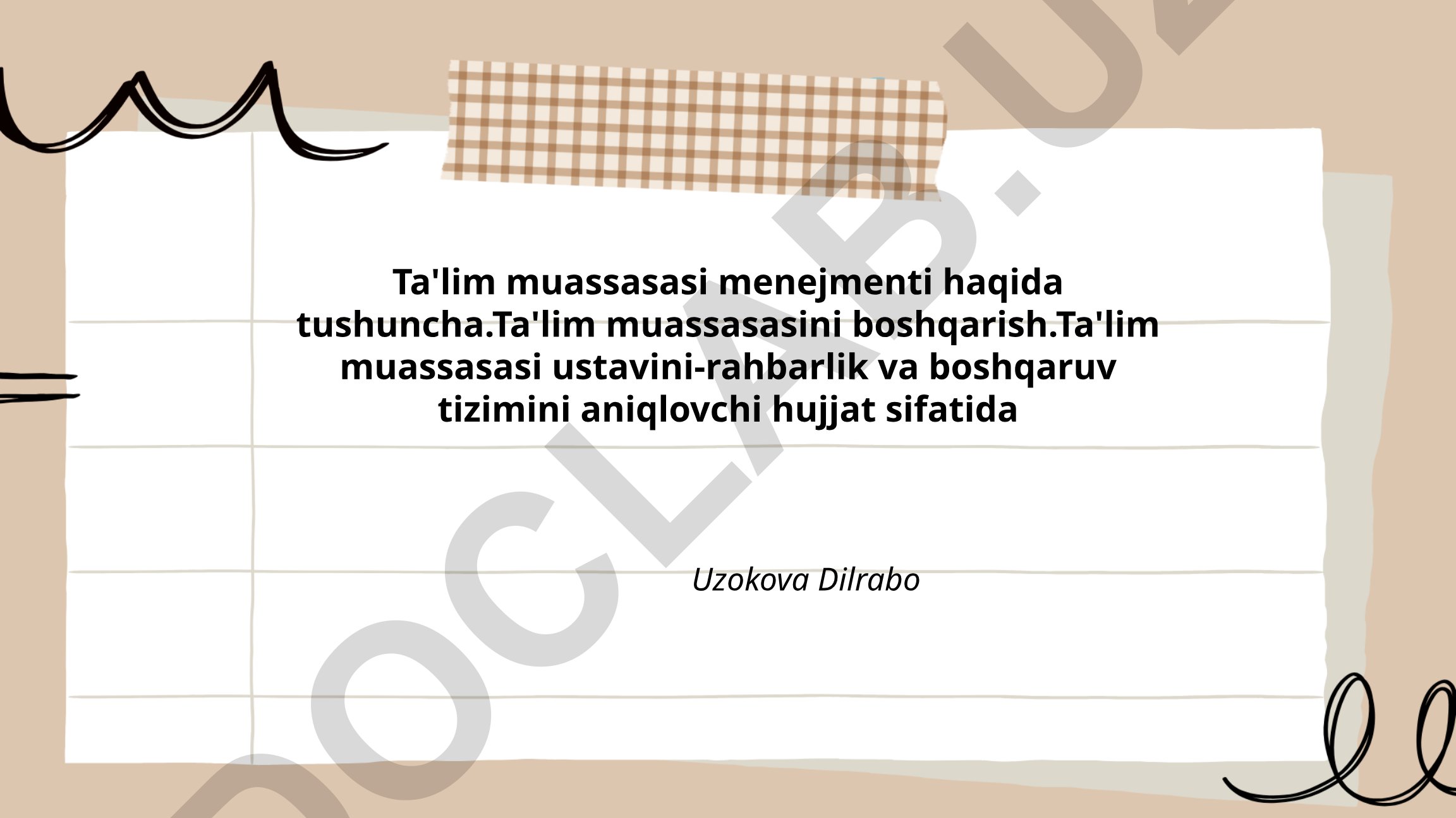 Ta'lim muassasasi menejmenti tushunchasi va boshqarish tamoyillari