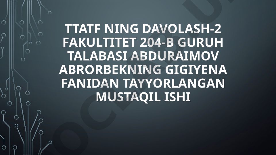 Kasalxona ichki infeksiyalarining kelib chiqishi uchun xavo muhitining bakteriologik ifloslanganligining ahamiyati